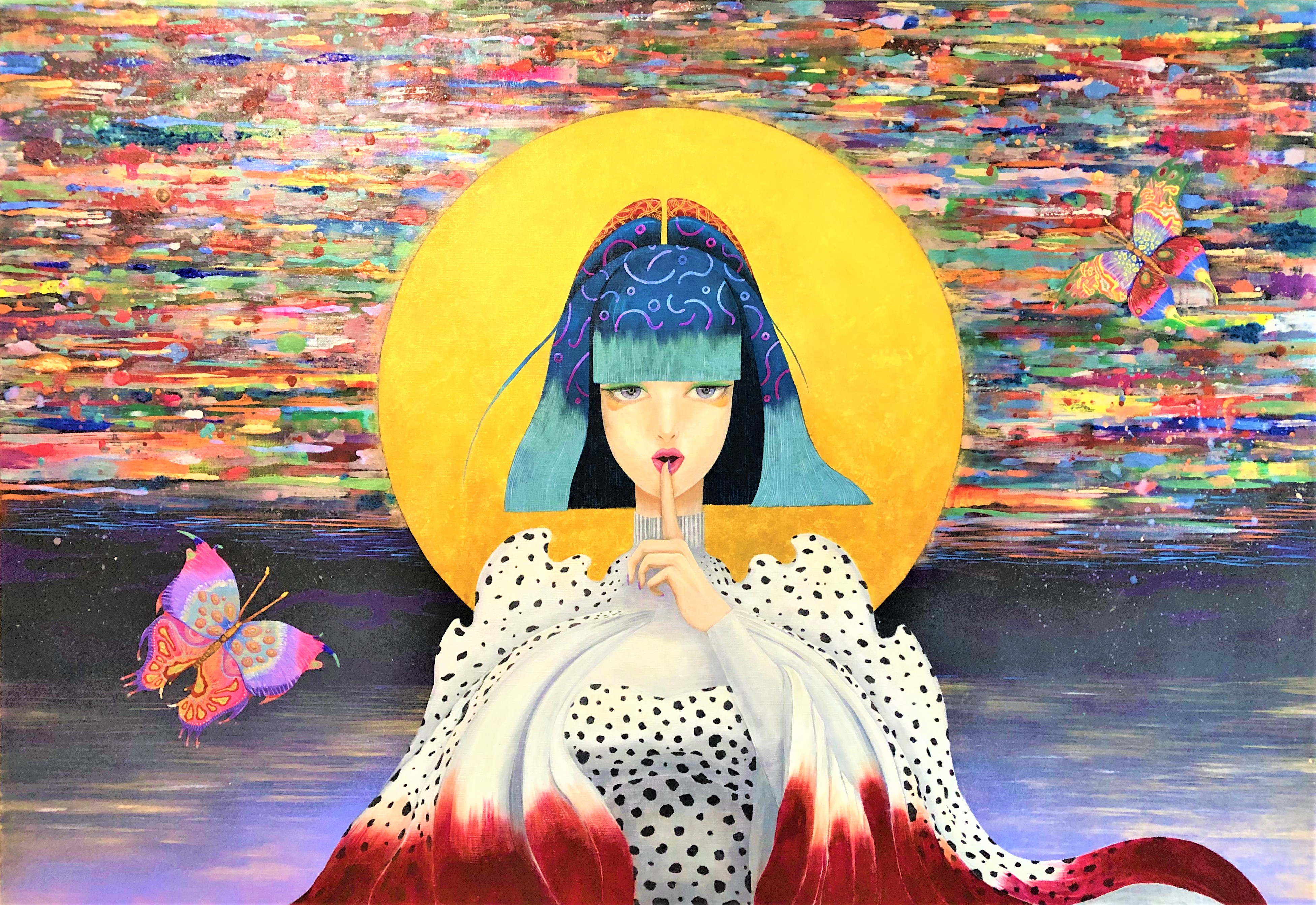 コスメを彩色に使用した日本画① 武蔵野回廊文化祭】廃棄コスメ×塗り絵シール ワークショップ｜角川